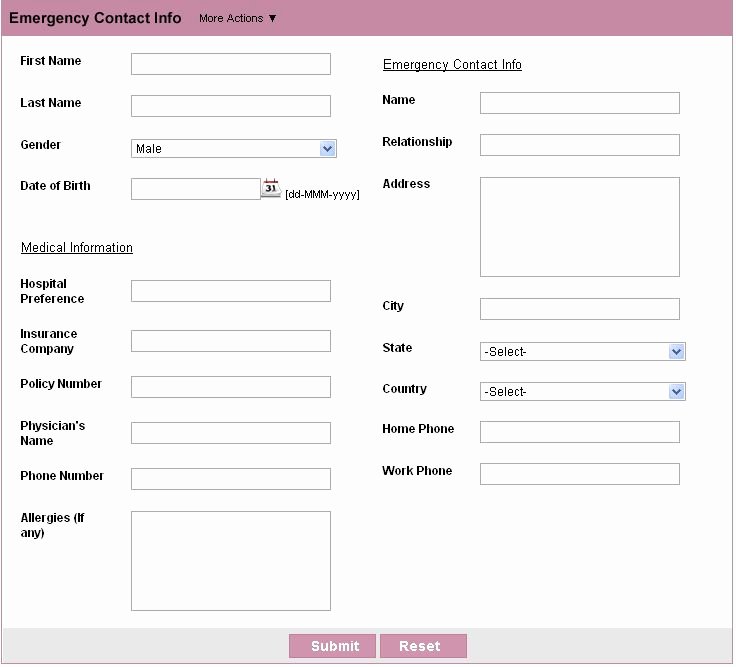 Employee Contact form Template Beautiful 29 Of Emergency Contact List Template for Employees