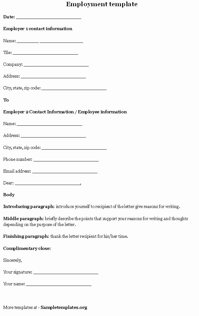 Employee Contact form Template Fresh Employment Template Sample Templates