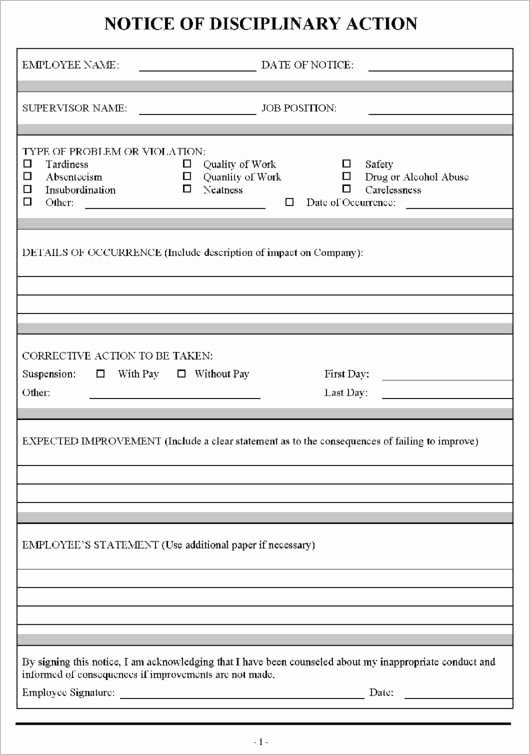 Employee Corrective Action form Template Elegant 26 Employee Write Up form Templates Free Word
