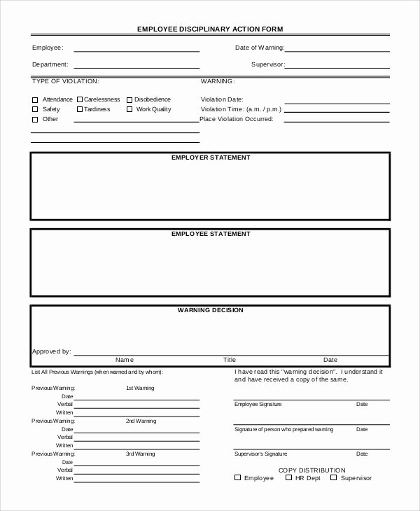 Employee Corrective Action form Template Inspirational Sample Disciplinary Action form 8 Examples In Pdf Word