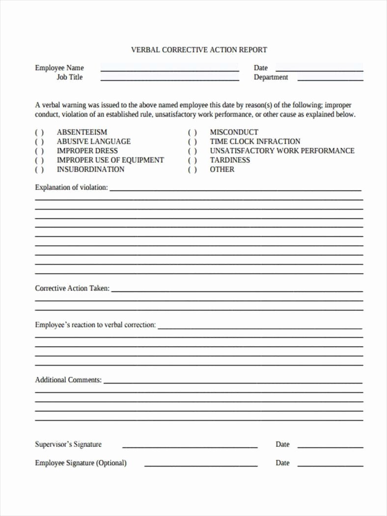 Employee Corrective Action form Template Lovely 9 Employee Correction forms &amp; Templates Pdf Doc