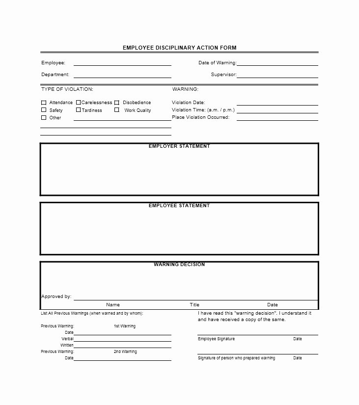 Employee Corrective Action form Template New 40 Employee Disciplinary Action forms Template Lab
