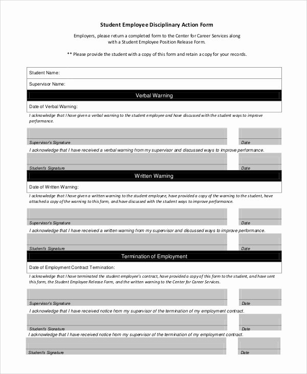 Employee Corrective Action form Template New Sample Employee Discipline form 10 Examples In Pdf Word