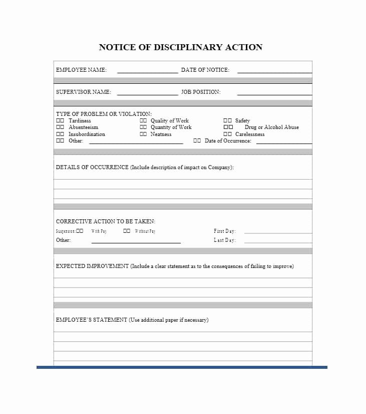 Employee Corrective Action form Template Unique 40 Employee Disciplinary Action forms Template Lab