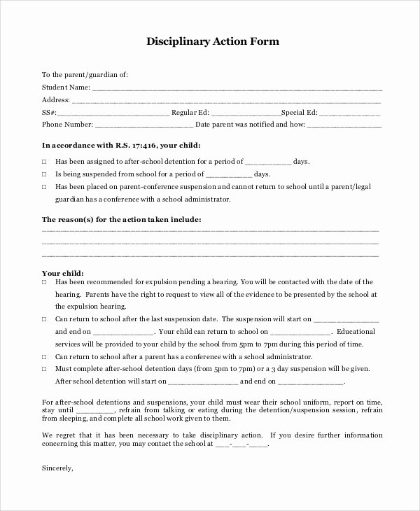 Employee Disciplinary form Template Free Awesome Sample Disciplinary Action form 8 Examples In Pdf Word