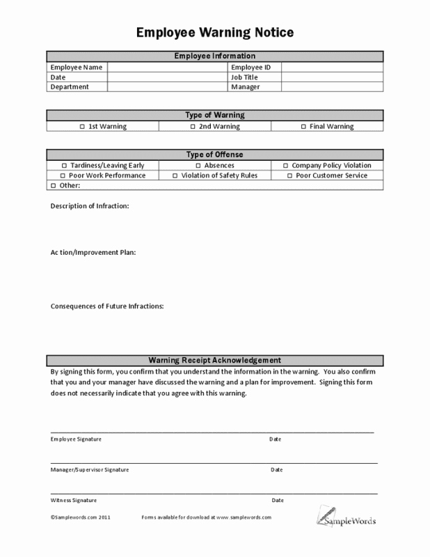 Employee Disciplinary form Template Free Inspirational Free Employee Write Up form Printable Excel Template