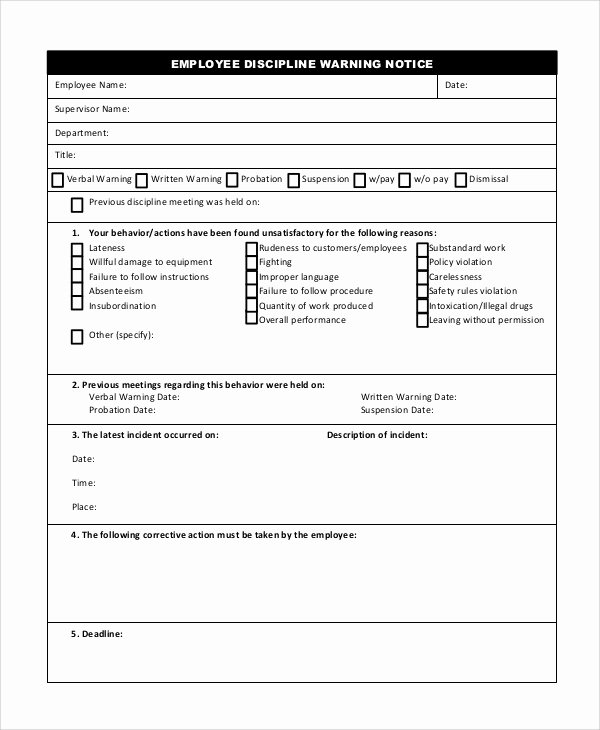 employee discipline form