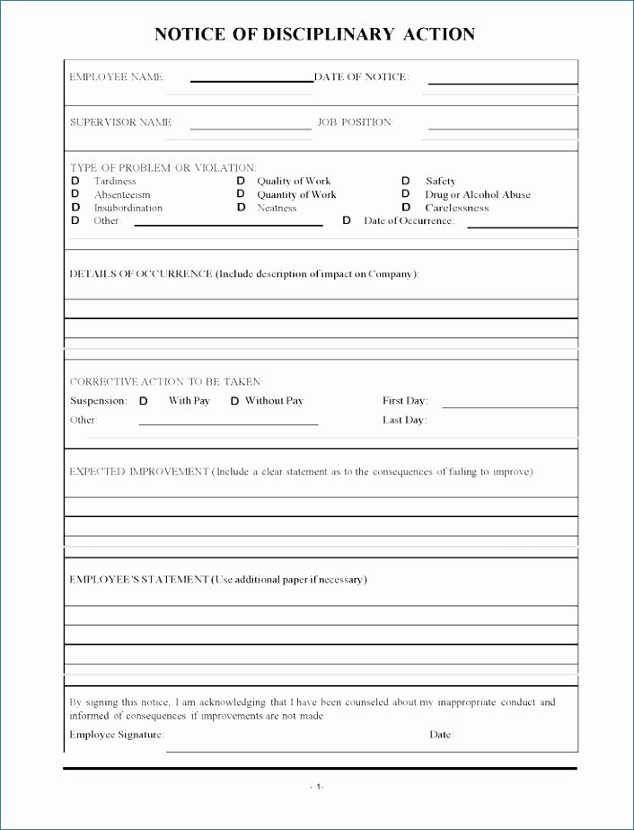 Employee Disciplinary form Template Free Luxury Free Printable Employee Discipline form Template 4983