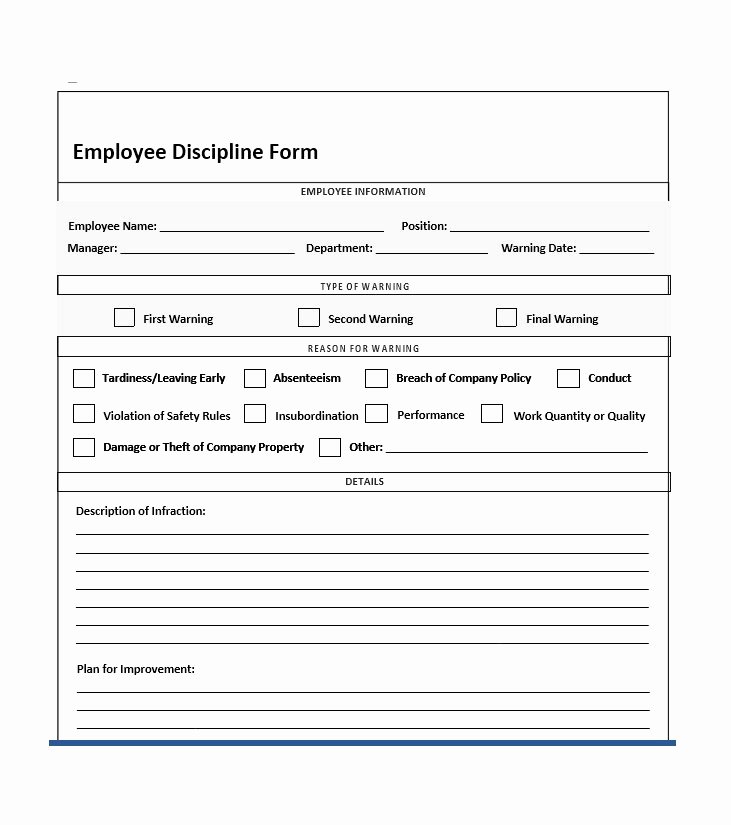 Employee Disciplinary form Template Free Unique 40 Employee Disciplinary Action forms Template Lab