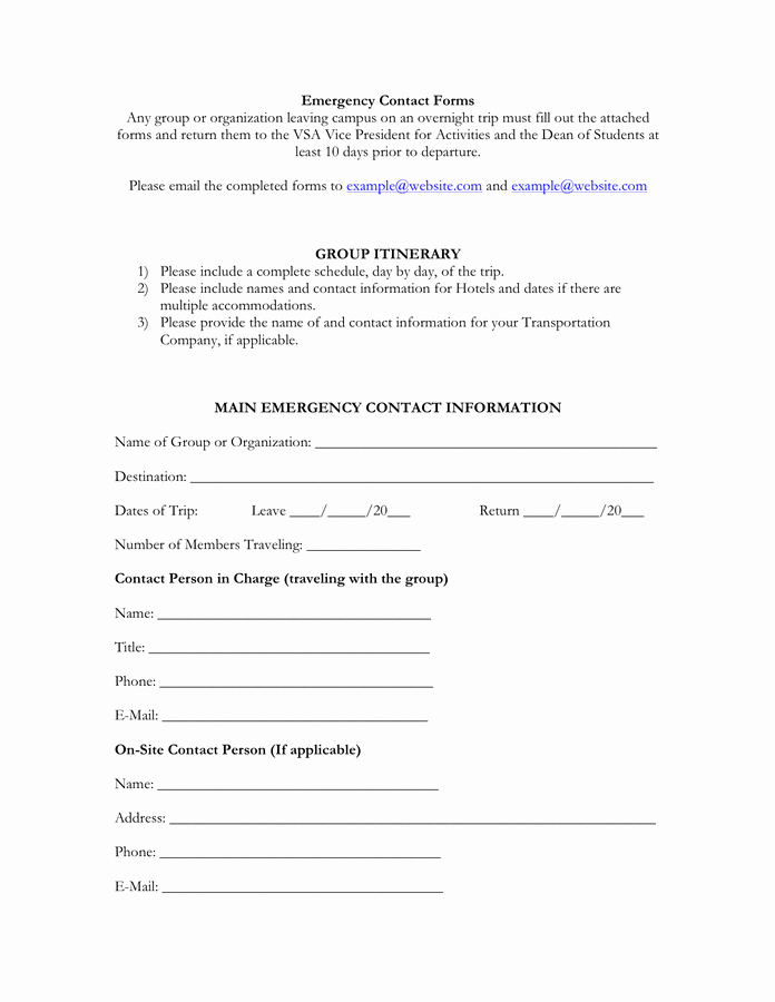 Employee Emergency Contact form Template Awesome Emergency Contact form Free Documents for Pdf