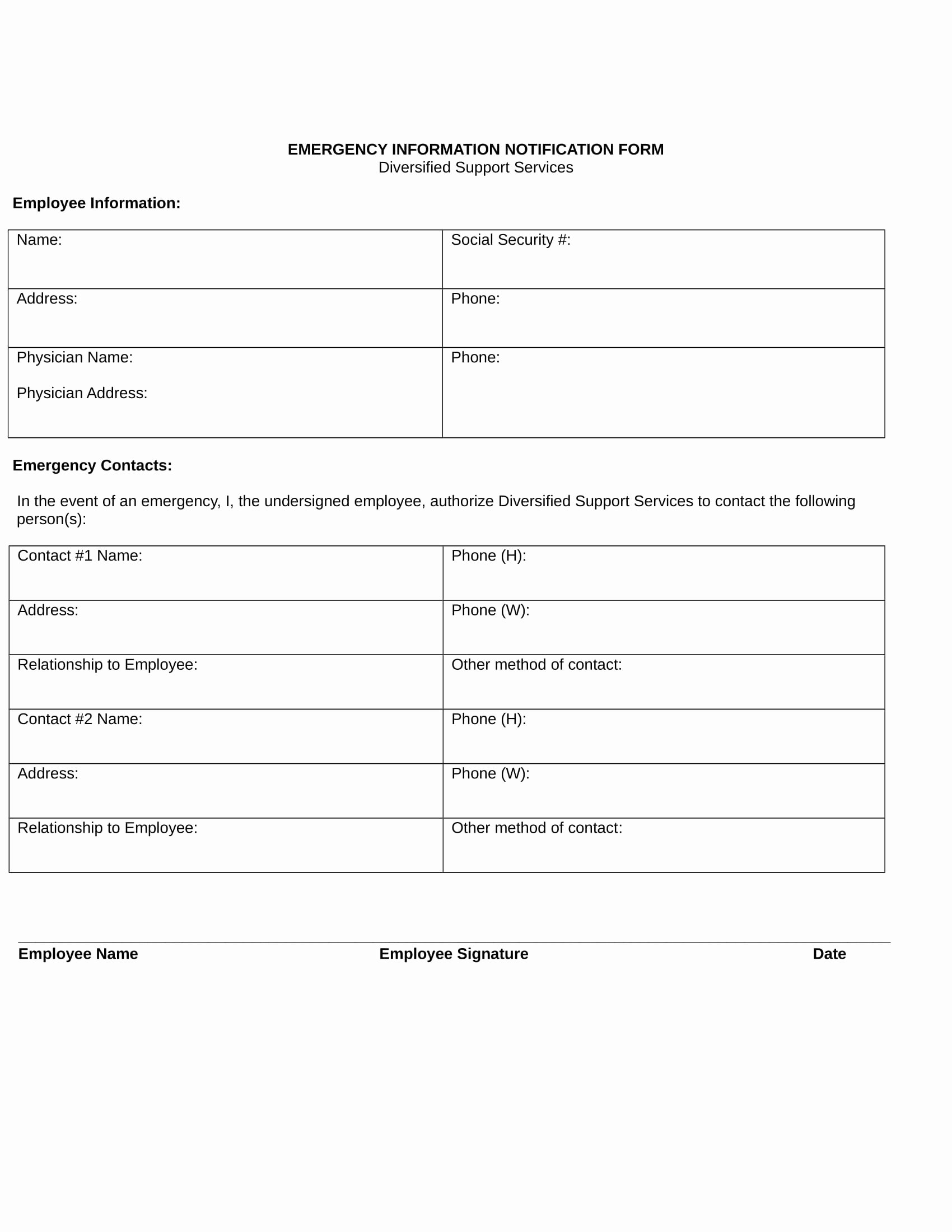 Employee Emergency Contact form Template Lovely 9 Employee Emergency Notification forms &amp; Templates Pdf