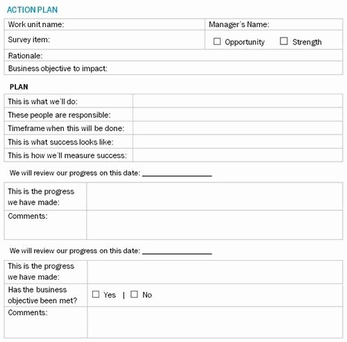 Employee Engagement Action Planning Template New Action Plan Template Post Employee Engagement Survey