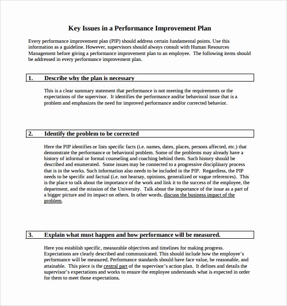 Employee Improvement Plan Template Luxury Free 11 Sample Performance Improvement Plan Templates In