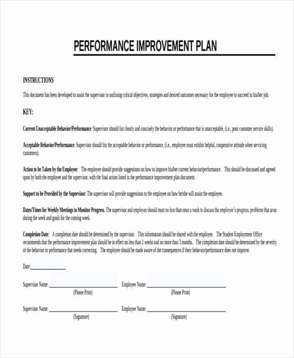 Employee Improvement Plan Template Luxury Free 14 Performance Improvement Plan Examples &amp; Samples