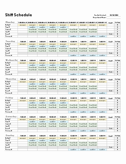 Employee Lunch Schedule Template Awesome Employee Shift Schedule Excel Templates