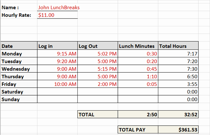 Employee Lunch Schedule Template Elegant Need A Timesheet Template to Track Your Hours Here are 12