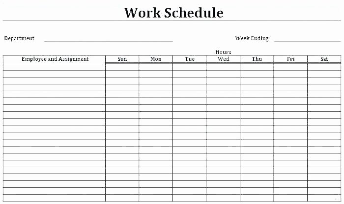 two week work schedule template