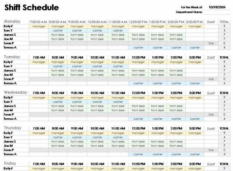 Employee Lunch Schedule Template Fresh Free Employee Shift Schedule Template for Excel Excel