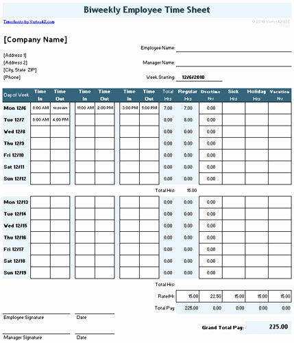 Employee Lunch Schedule Template Inspirational Download the Timesheet with 2 Breaks From Vertex42