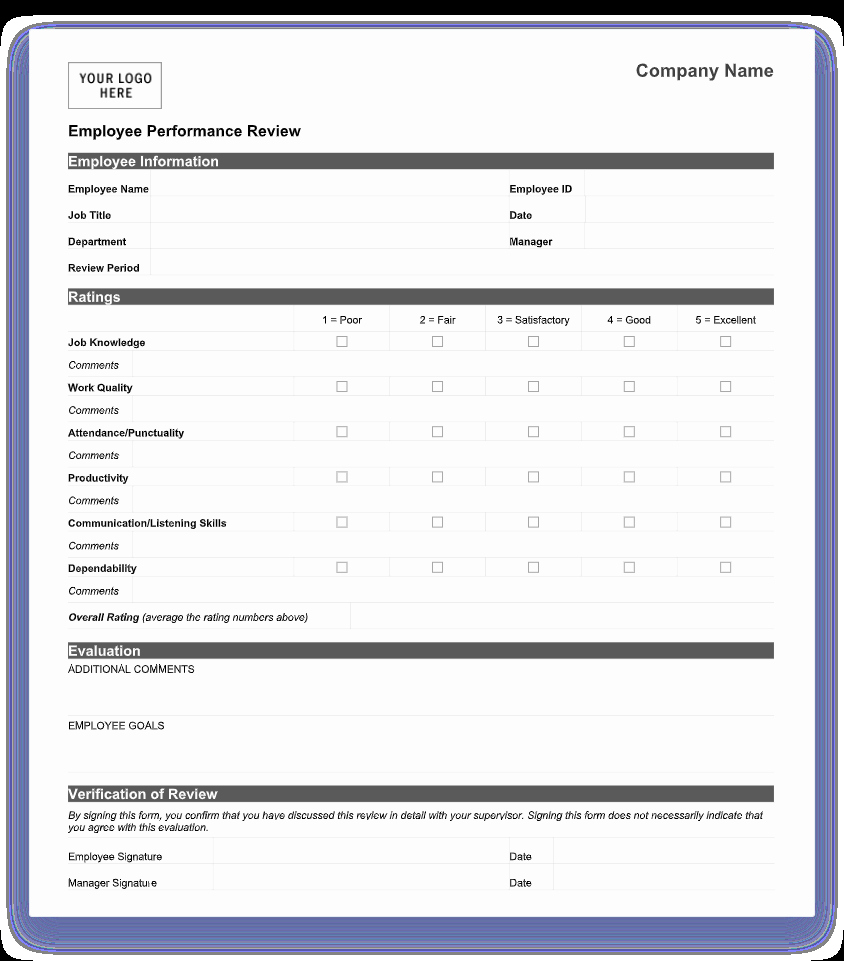 Employee Performance Appraisal form Template Best Of 70 Free Employee Performance Review Templates Word Pdf