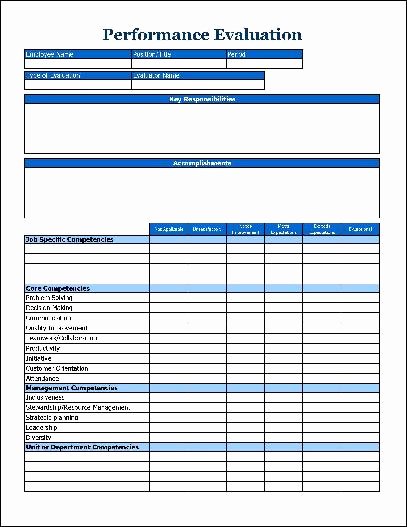 Employee Performance Appraisal form Template Best Of Employee Performance Evaluation form Pdf