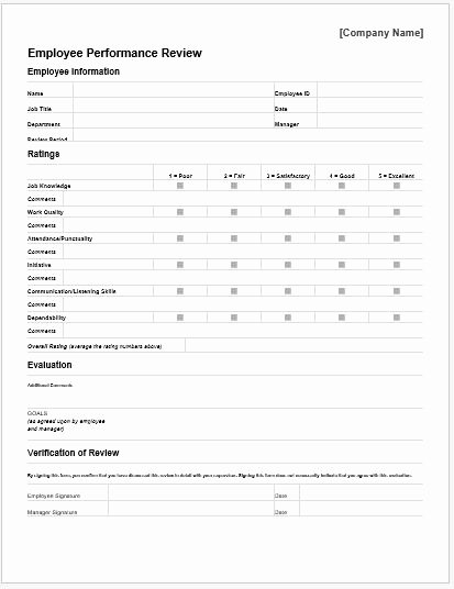 Employee Performance Appraisal form Template Best Of Performance Appraisal forms for Ms Word