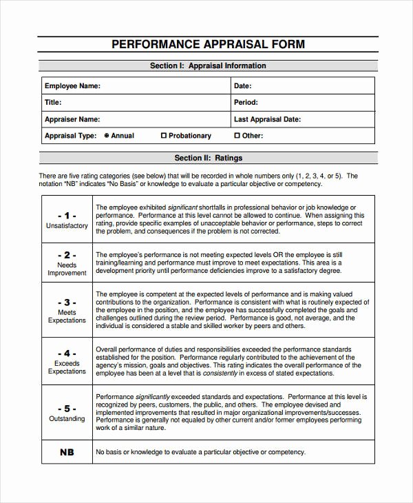 Employee Performance Appraisal form Template Elegant Free 23 Performance Appraisal forms