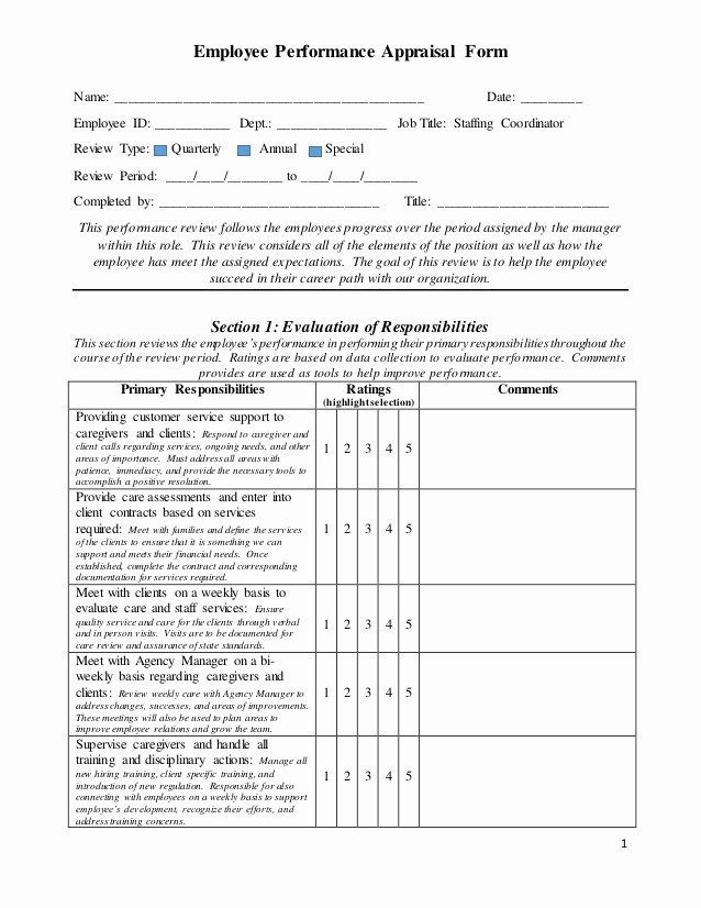 Employee Performance Appraisal form Template Inspirational Custom Performance Appraisal Review form