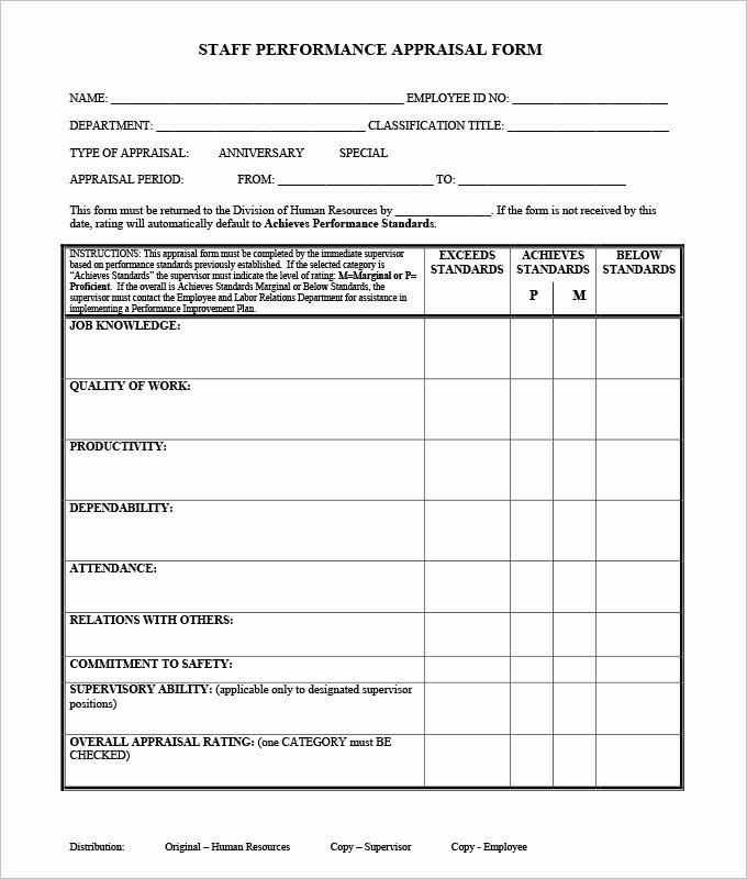 Employee Performance Appraisal form Template New 13 Sample Hr Appraisal forms Pdf Doc