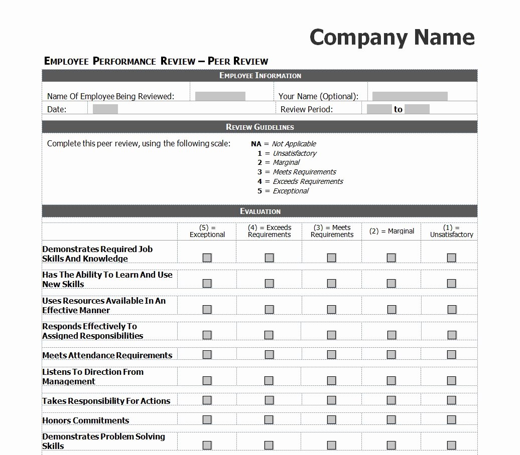 Employee Performance Review Template Free Best Of Employee Performance Review Checklist