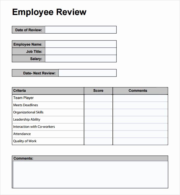 Employee Performance Review Template Free Fresh Free Employee Performance Review Template