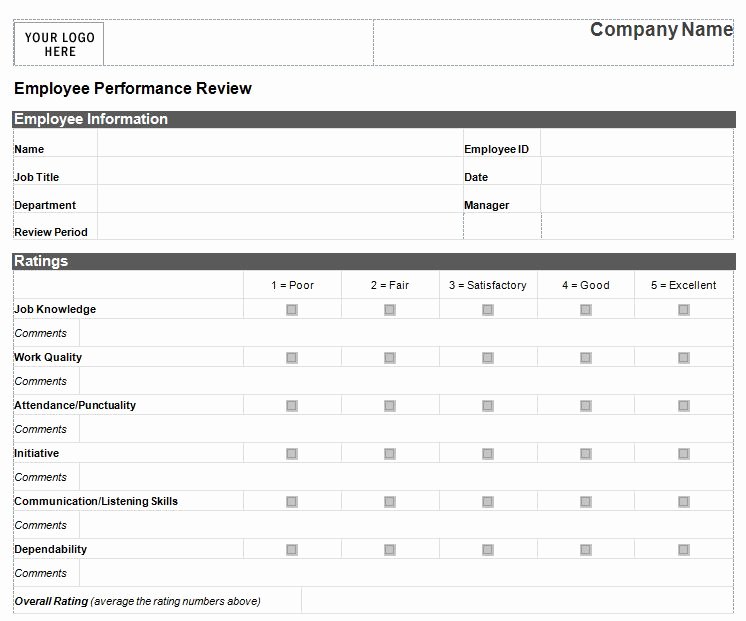 employee performance review template