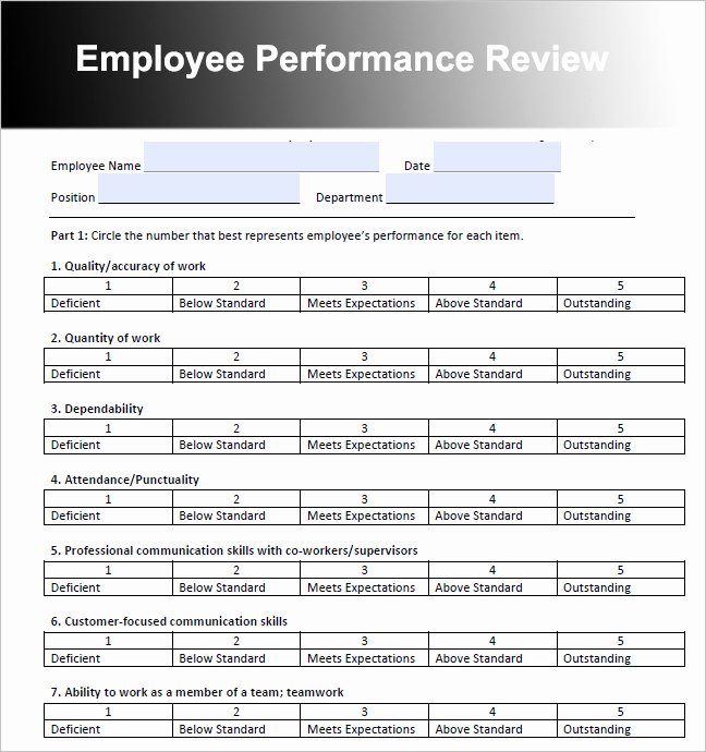 Employee Performance Review Template Free Lovely Survey Rating Scale Examples