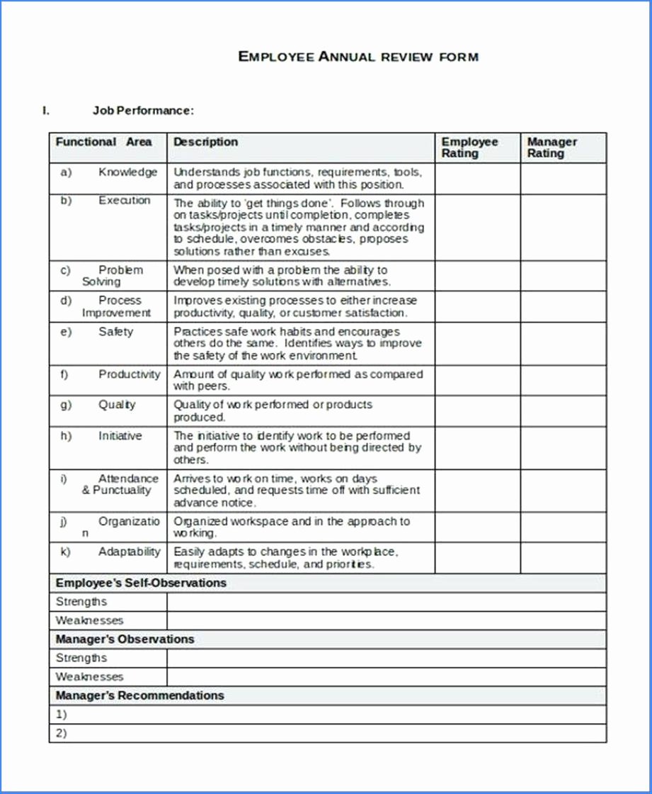 Employee Performance Review Template Word Best Of Editable Employee Review form In Word 1497
