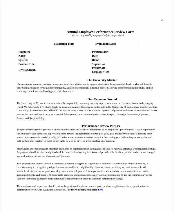 Employee Performance Review Template Word Fresh Employee Review Templates 13 Free Pdf Documents