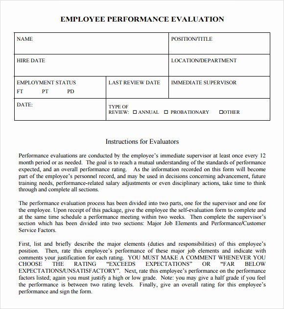 Employee Performance Review Template Word Lovely Free 7 Performance Evaluation In Samples Templates Examples