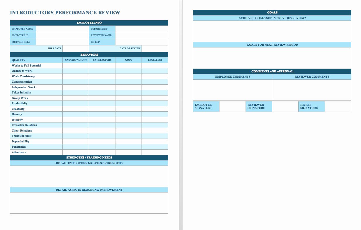 Employee Performance Review Template Word New Template for Employee Review – Printable Schedule Template