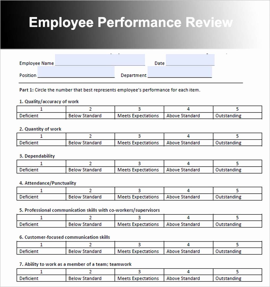 Employee Performance Review Template Word Unique Employee Review Template