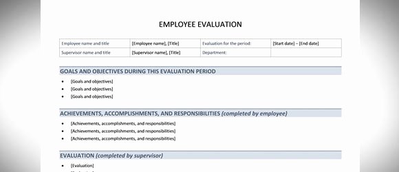 Employee Performance Review Template Word Unique Free Employee Evaluation Template for Word