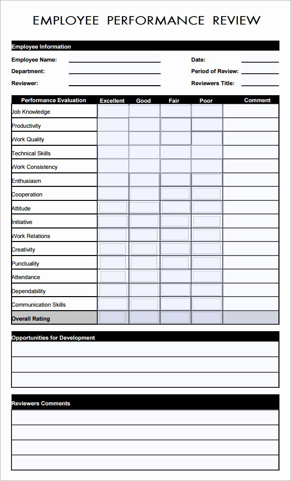 Employee Review form Template Elegant Appraisal Resume Samples