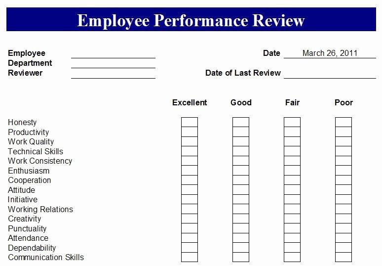 Employee Review form Template Free Elegant Free Employee Evaluation forms Printable Google Search