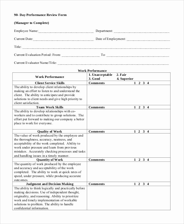 Employee Review form Template Free Lovely Sample Performance Review 7 Documents In Word Pdf