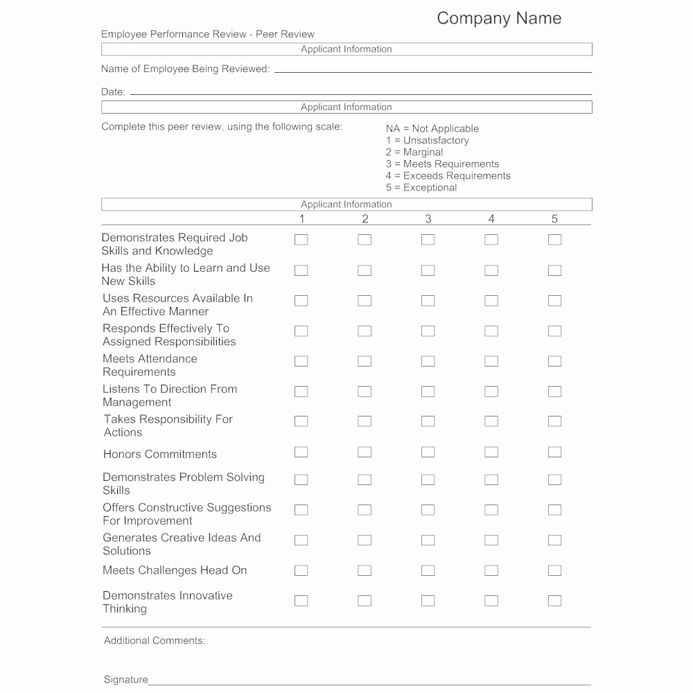 Employee Review form Template Lovely Employee Performance Review
