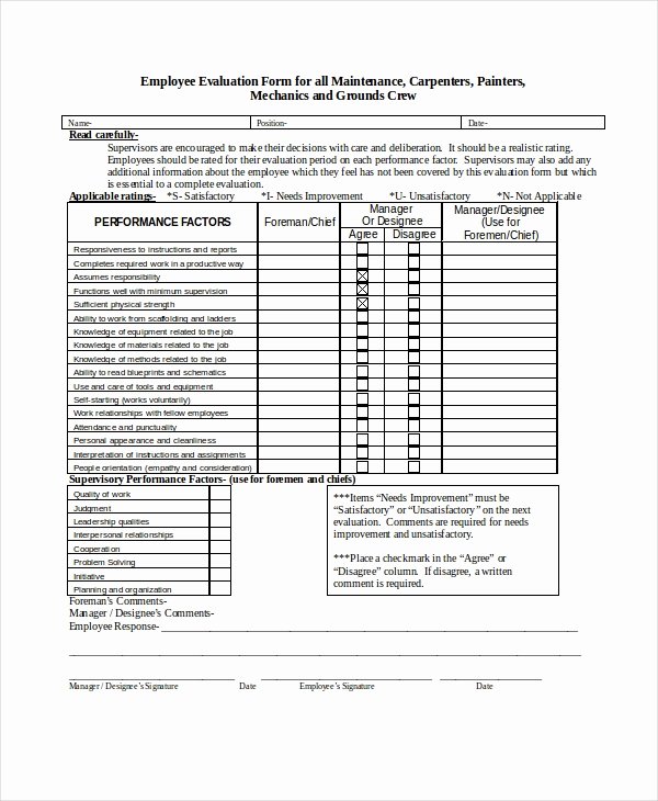 Employee Review form Template New Employee Evaluation form Example 13 Free Word Pdf