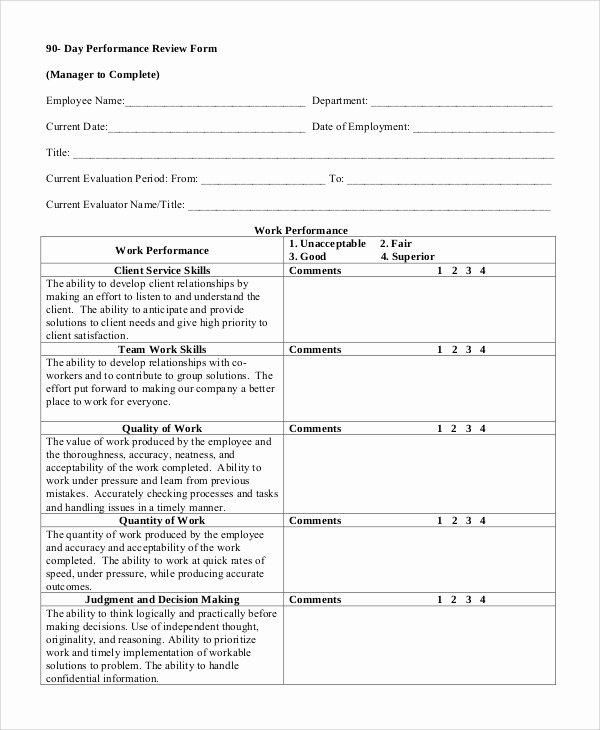 Employee Review form Template New Sample Performance Review 7 Documents In Word Pdf