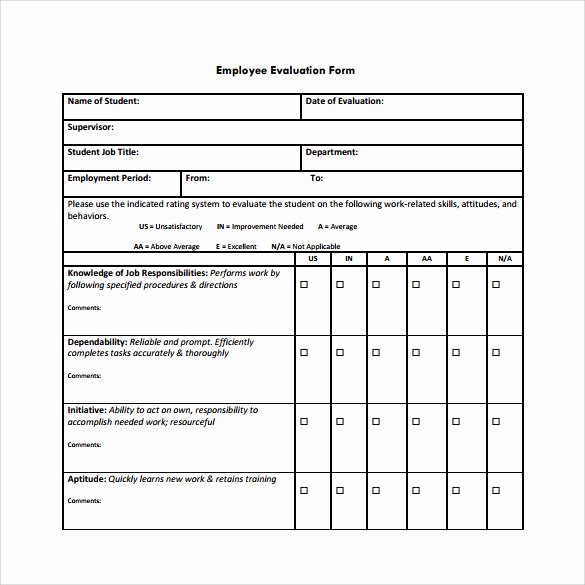 Employee Review form Template Unique Employee Evaluation form 21 Download Free Documents In Pdf