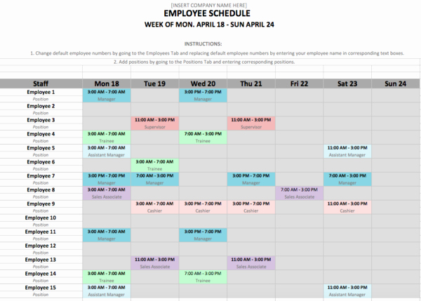 Employee Schedule Template Excel Best Of 10 Free Weekly Schedule Templates for Excel – Savvy