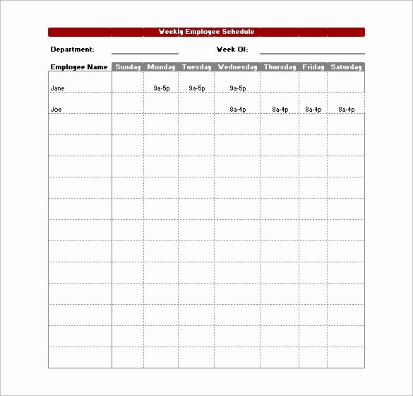 Employee Schedule Template Excel Elegant Employee Work Schedule Template