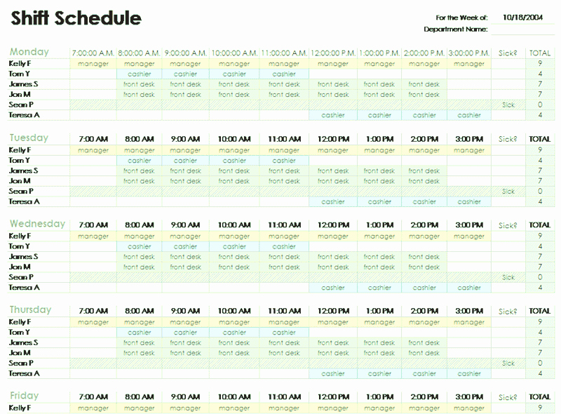Employee Schedule Template Excel Fresh Download Employee Shift Schedule Template for Excel for