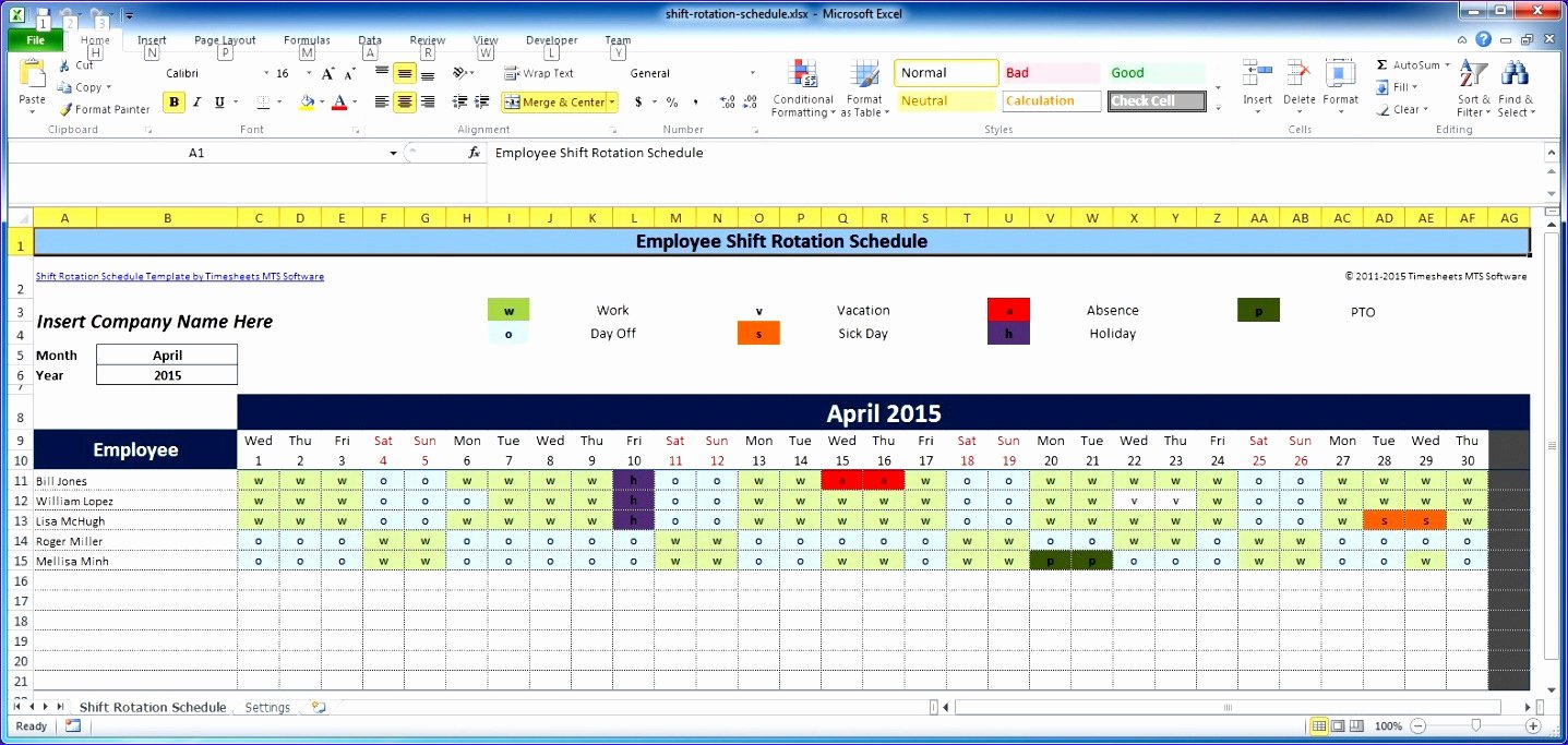 Employee Schedule Template Excel Inspirational 8 Monthly Employee Work Schedule Template Excel